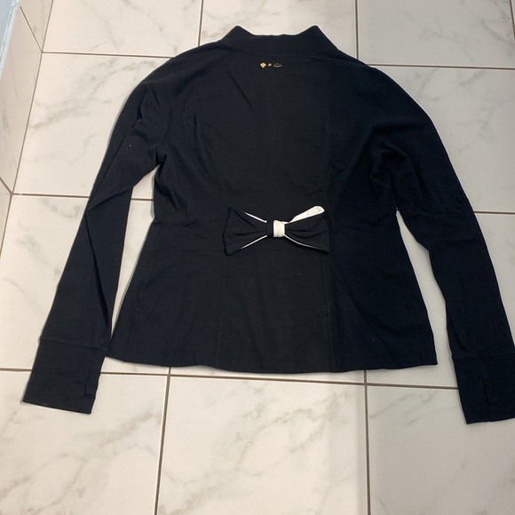 kate spade Tops - Kate Spade x Beyond Yoga black back blk/ wht bow zip up jacket Large